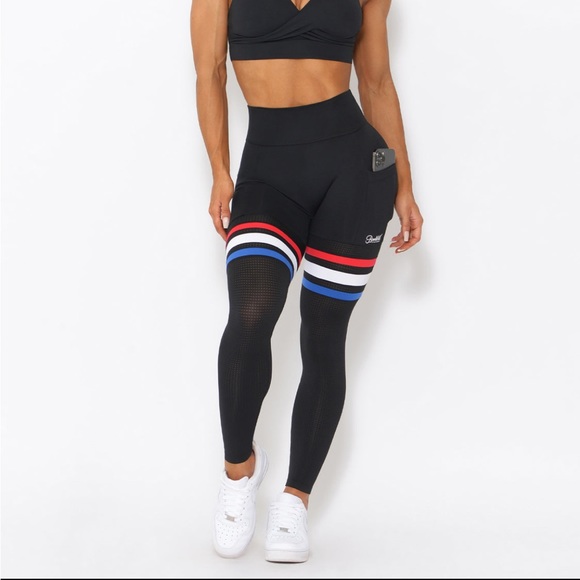 Bombshell Sportswear Pants - Bombshell Sportswear red white blue thigh highs